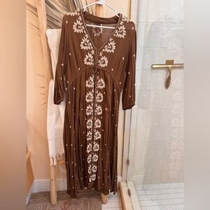 Free People Embroidered floral Maxi Dress